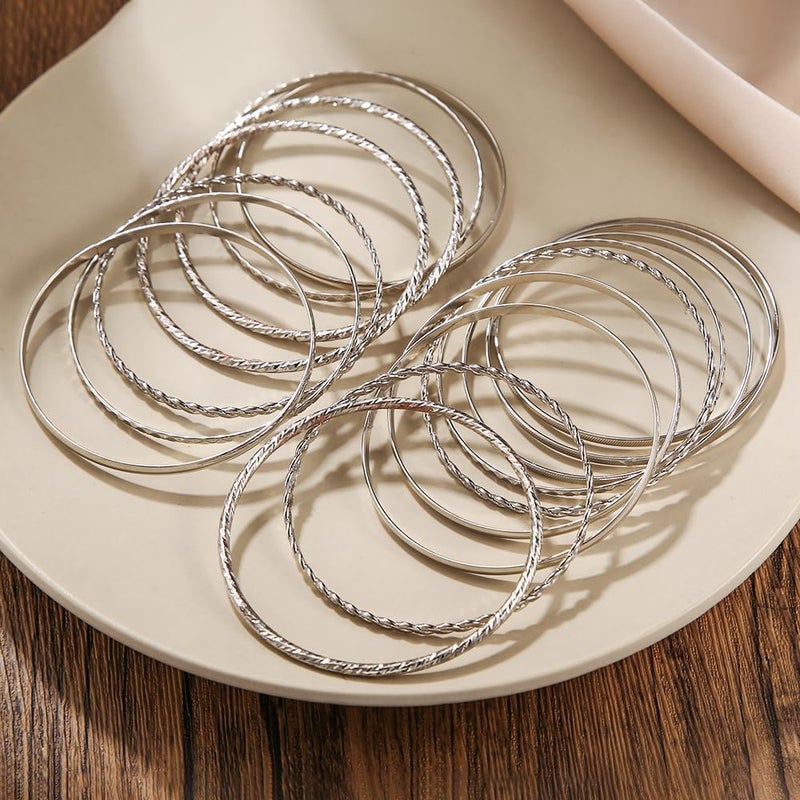 RINTOLER Store 16Pcs Gold Bangle Bracelets for Women - Multi Layer Stackable Textured Bracelets Boho Jewelrys Set. - Image 4